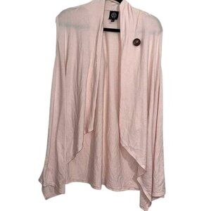 Bobeau Womens Sleeveless Cardigan With Button Accent Pink Size 1X